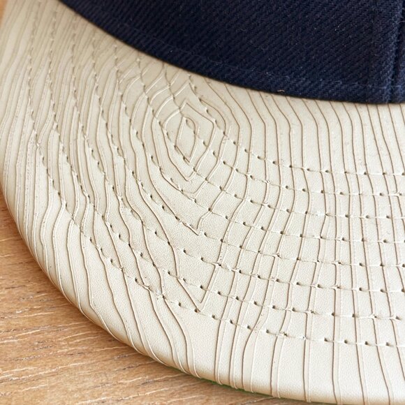 MITCHELL & NESS NEW YORK YANKEES MLB TOPPS COLLAB FAUX WOOD BILL HAT Blue NEW - Picture 3 of 7